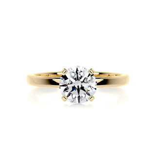 Shimmering 1.0ct round solitaire moissanite ring front view