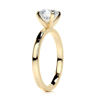 Sparkling 1.0ct round solitaire moissanite ring side profile view image 3