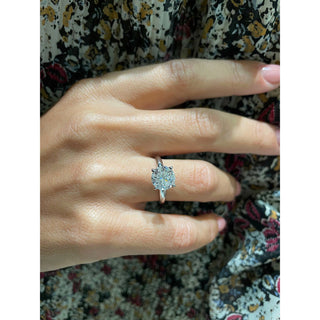 Luminous 2.0ct round solitaire moissanite ring three quarter angled view