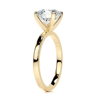 Delicate 2.0ct round solitaire moissanite ring side profile view