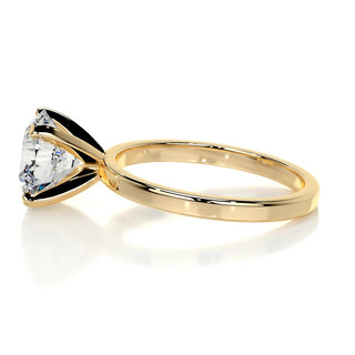 Exquisite 2.0ct round solitaire moissanite ring shown on a finger