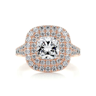 1.5ct Cushion Cut Double Halo Split Shank Diamond Moissanite Engagement Ring