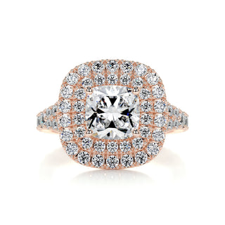 0.92 CT Cushion Cut Double Halo Split Shank Moissanite Engagement Ring