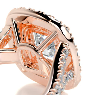 0.92 CT Cushion Cut Double Halo Split Shank Moissanite Engagement Ring