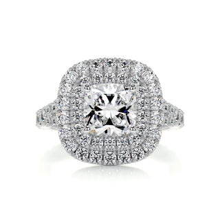 1.5ct Cushion Cut Double Halo Split Shank Diamond Moissanite Engagement Ring