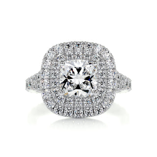0.92 CT Cushion Cut Double Halo Split Shank Moissanite Engagement Ring