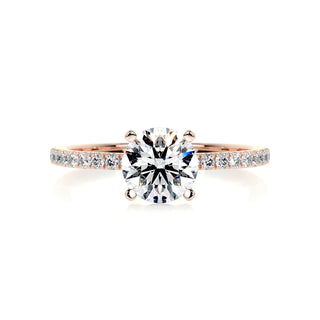 1.0ct Round Cut Pave Diamond Moissanite Engagement Ring