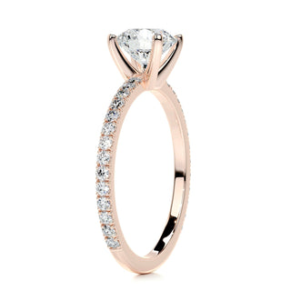 1.0ct Round Cut Pave Diamond Moissanite Engagement Ring