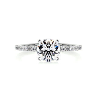1.0ct Round Cut Pave Diamond Moissanite Engagement Ring