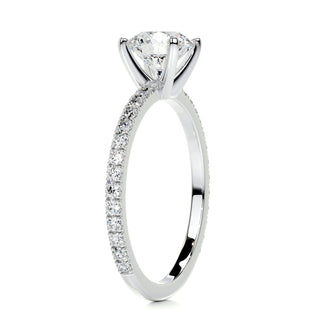 1.0ct Round Cut Pave Diamond Moissanite Engagement Ring
