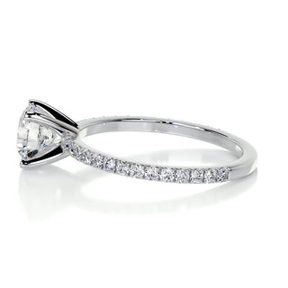 1.0ct Round Cut Pave Diamond Moissanite Engagement Ring