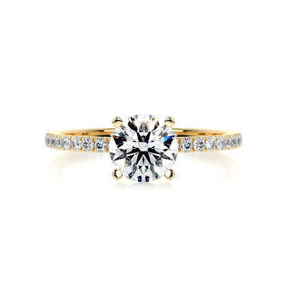 1.0ct Round Cut Pave Diamond Moissanite Engagement Ring