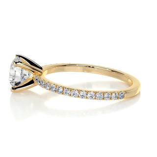 1.0ct Round Cut Pave Diamond Moissanite Engagement Ring