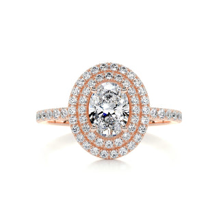 Classic 1.0ct oval halo moissanite ring top view