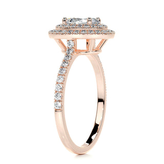 Classic 1.0ct oval halo moissanite ring sparkle close up