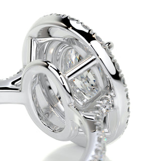Timeless 1.0ct oval halo moissanite ring front view