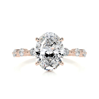 3.0ct Oval Cut Petite Pave Moissanite Diamond Engagement Ring