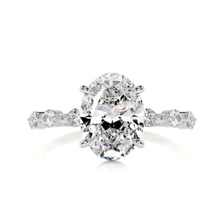 3.0ct Oval Cut Petite Pave Moissanite Diamond Engagement Ring