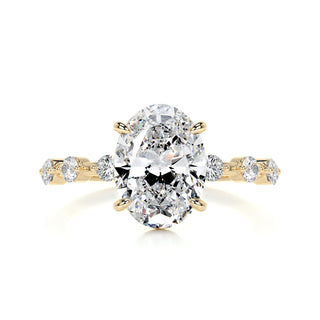 3.0ct Oval Cut Petite Pave Moissanite Diamond Engagement Ring