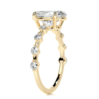 3.0ct Oval Cut Petite Pave Moissanite Diamond Engagement Ring