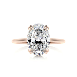 3.0ct Oval Cut Hidden Halo Moissanite Diamond Engagement Ring