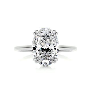 3.0ct Oval Cut Hidden Halo Moissanite Diamond Engagement Ring
