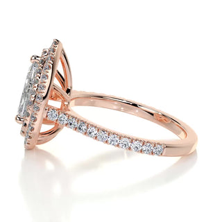1.0ct Pear Cut Double Halo Diamond Moissanite Engagement Ring