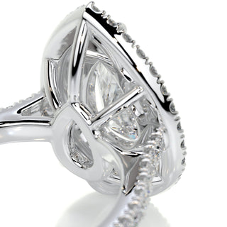 1.0ct Pear Cut Double Halo Diamond Moissanite Engagement Ring