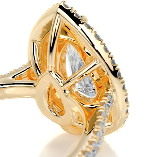 1.0ct Pear Cut Double Halo Diamond Moissanite Engagement Ring