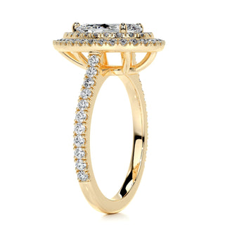 1.0ct Pear Cut Double Halo Diamond Moissanite Engagement Ring