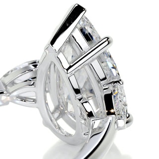 5.0ct Pear Cut Three Stone Diamond Moissanite Engagement Ring