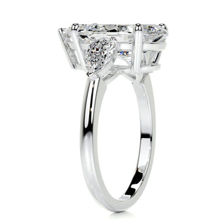 5.0ct Pear Cut Three Stone Diamond Moissanite Engagement Ring