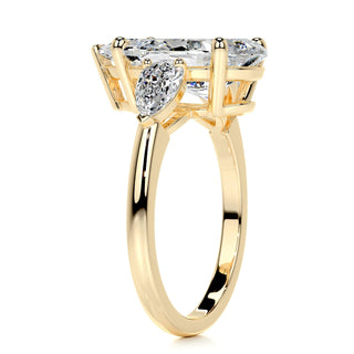 5.0ct Pear Cut Three Stone Diamond Moissanite Engagement Ring