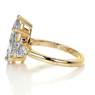 5.0ct Pear Cut Three Stone Diamond Moissanite Engagement Ring