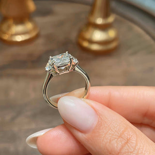 2.5ct Cushion Cut Three Stone Diamond Moissanite Engagement Ring