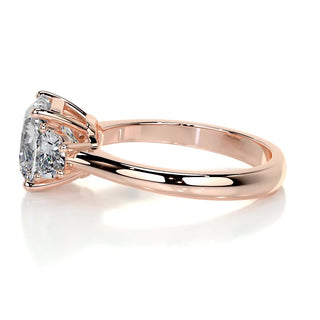 2.5ct Cushion Cut Three Stone Diamond Moissanite Engagement Ring