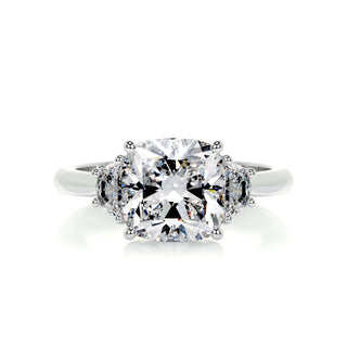 2.5ct Cushion Cut Three Stone Diamond Moissanite Engagement Ring