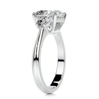 2.5ct Cushion Cut Three Stone Diamond Moissanite Engagement Ring