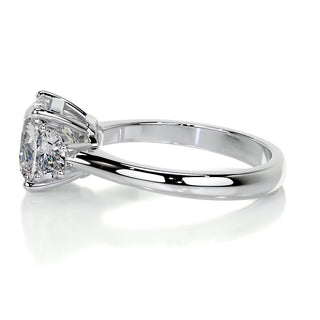 2.5ct Cushion Cut Three Stone Diamond Moissanite Engagement Ring