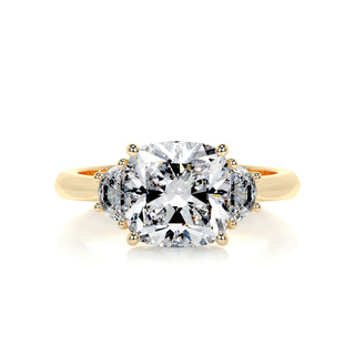 2.5ct Cushion Cut Three Stone Diamond Moissanite Engagement Ring