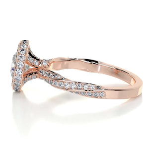 1.0 CT Round Brilliant Halo Pave Moissanite Engagement Ring sparkle view