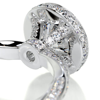 1.0 CT Round Brilliant Halo Pave Moissanite Engagement Ring top view