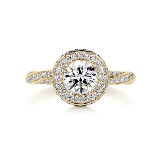 1.0 CT Round Brilliant Halo Pave Moissanite Engagement Ring front view