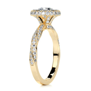 1.0 CT Round Brilliant Halo Pave Moissanite Engagement Ring side view
