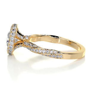 1.0 CT Round Brilliant Halo Pave Moissanite Engagement Ring on hand