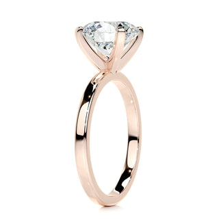 Bold 3.0ct round solitaire moissanite ring side profile view