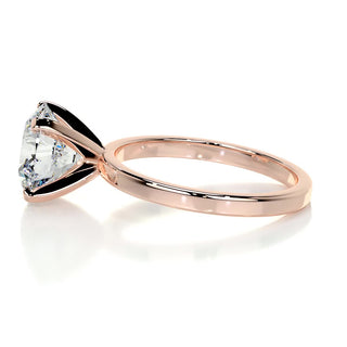 Bold 3.0ct round solitaire moissanite ring close up of the setting