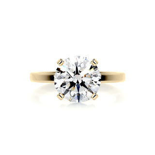 Bold 3.0ct round solitaire moissanite ring macro detail of the stones