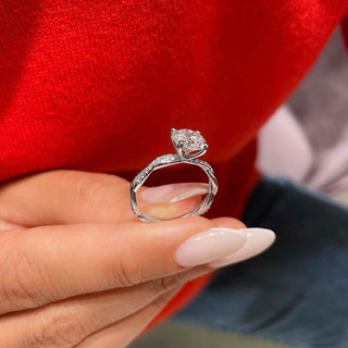 1.5ct Round Cut Infinity Pave Diamond Moissanite Engagement Ring