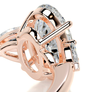 2.8ct Elongated Oval Cut Three Stone Diamond Moissanite Engagement Ring